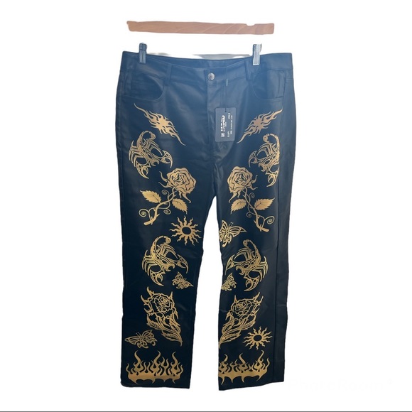 NWT Jaded London tattoo print vegan leather trousers - Picture 2 of 11